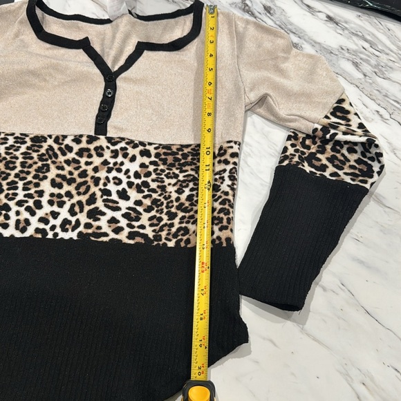 No Boundaries Beige and Black Leopard Print Blouse - Picture 8 of 9
